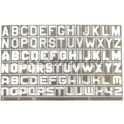 Трафарет буквы, латинский алфавит, 78 символов, Jas 3811